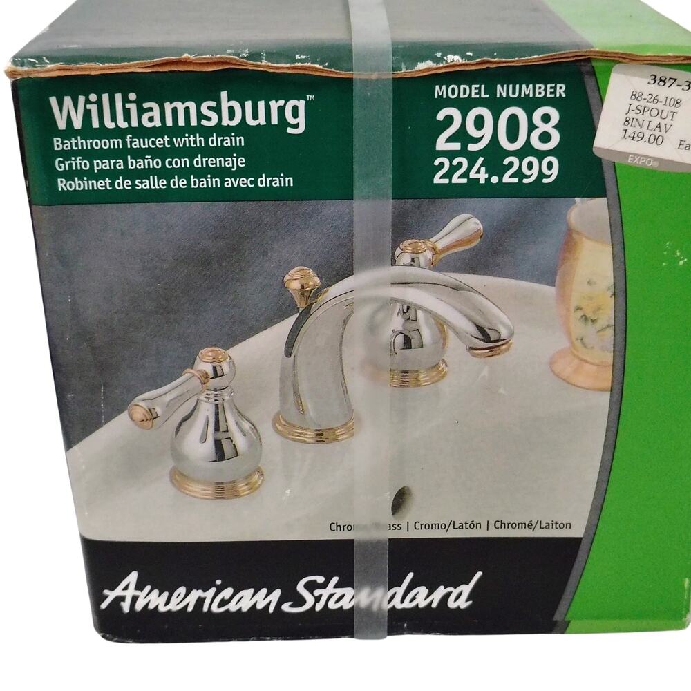 American Standard Williamsburg Bathroom Faucet Drain Chrome Brass 2908 224.299